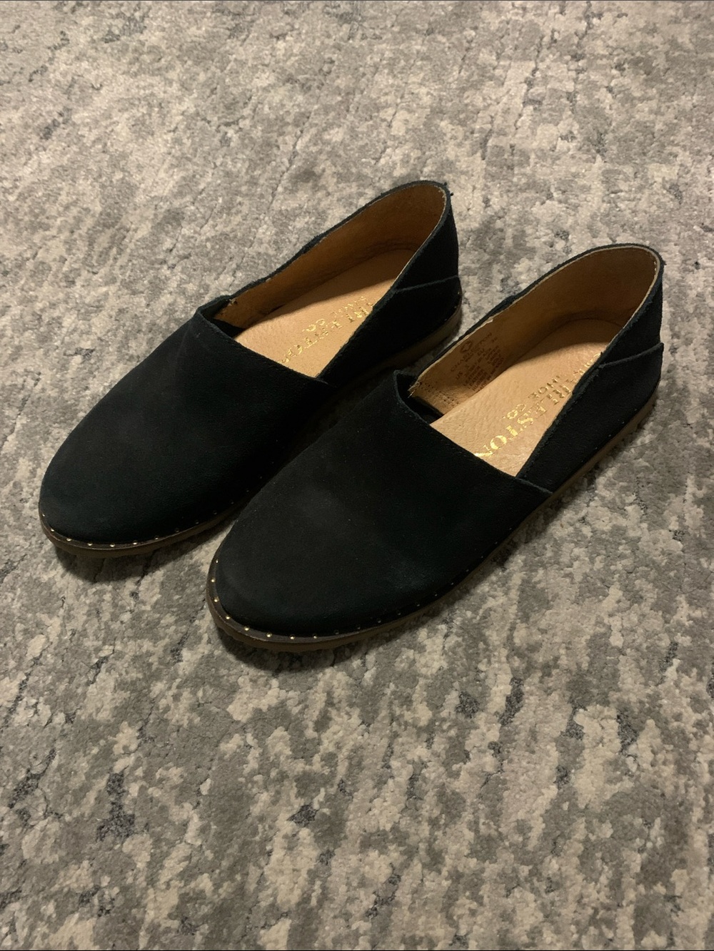 Black Slip-On Suede Flats